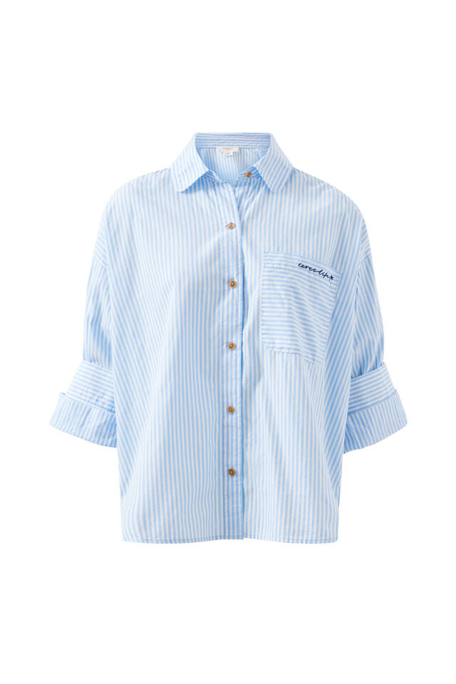 Miya Shirt - Blue Stripe Fish