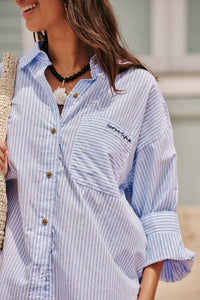 Miya Shirt - Blue Stripe Fish