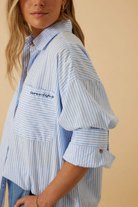 Miya Shirt - Blue Stripe Fish