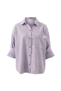 Miya Shirt - Wine Blue Small Stripe