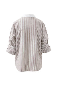Miya Shirt - Brown White Small Stripe