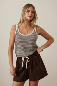 Fia Stripe Knit Tank - Chocolate Ecru Stripe