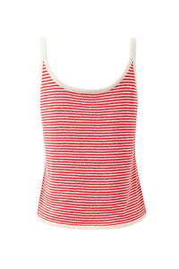Fia Stripe Knit Tank - Fiery Red Ecru Stripe