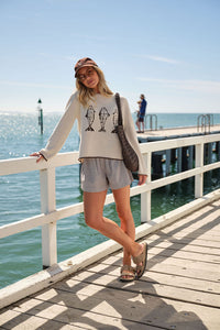 Mira Knitted Crew - Ecru Chocolate Sardine