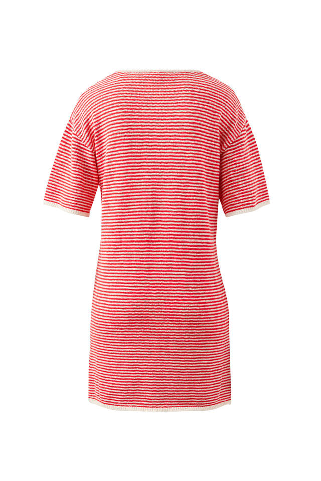 Fia Stripe Knit Mini Dress - Fiery Red Ecru Stripe