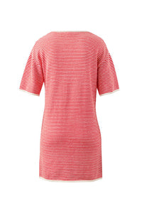 Fia Stripe Knit Mini Dress - Fiery Red Ecru Stripe