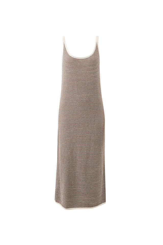 Fia Stripe Knit Midi Dress - Chocolate Ecru Stripe