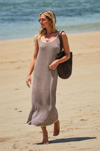 Fia Stripe Knit Midi Dress - Chocolate Ecru Stripe