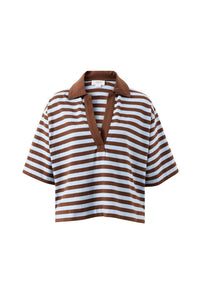 Arlie Short Sleeve Rugby - Choc/Chalk Stripe