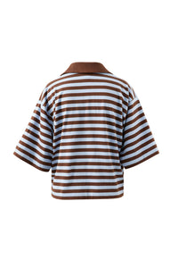 Arlie Short Sleeve Rugby - Choc/Chalk Stripe