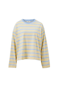 Beau Long Sleeve Slouchy Tee - Butter/China Blue Stripe