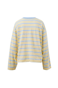 Beau Long Sleeve Slouchy Tee - Butter/China Blue Stripe