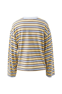 Beau Long Sleeve Slouchy Tee - New Butter Brunette Stripe