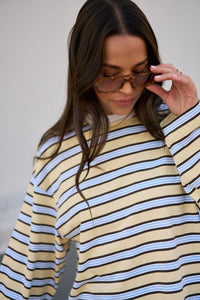 Beau Long Sleeve Slouchy Tee - New Butter Brunette Stripe