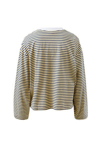 Beau Long Sleeve Slouchy Tee - Heritage Navy/Butter/Stone Stripe
