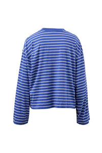 Beau Long Sleeve Slouchy Tee - Polo Blue/White Stripe