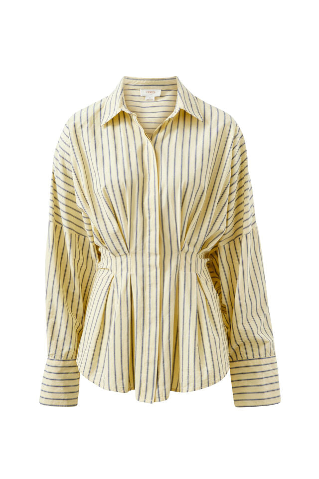 Ella Pleat Shirt - Butter Navy Stripe
