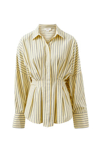 Ella Pleat Shirt - Butter Navy Stripe