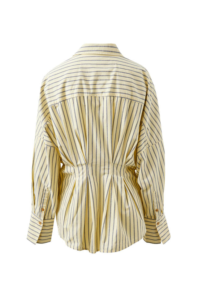 Ella Pleat Shirt - Butter Navy Stripe