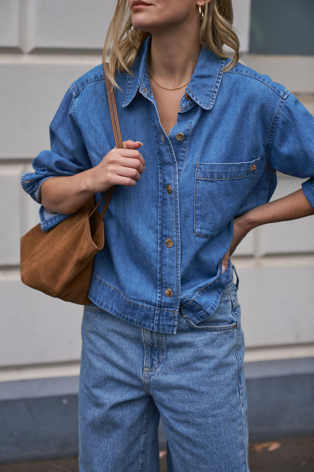 Elle Essential Shirt - Vintage Blue
