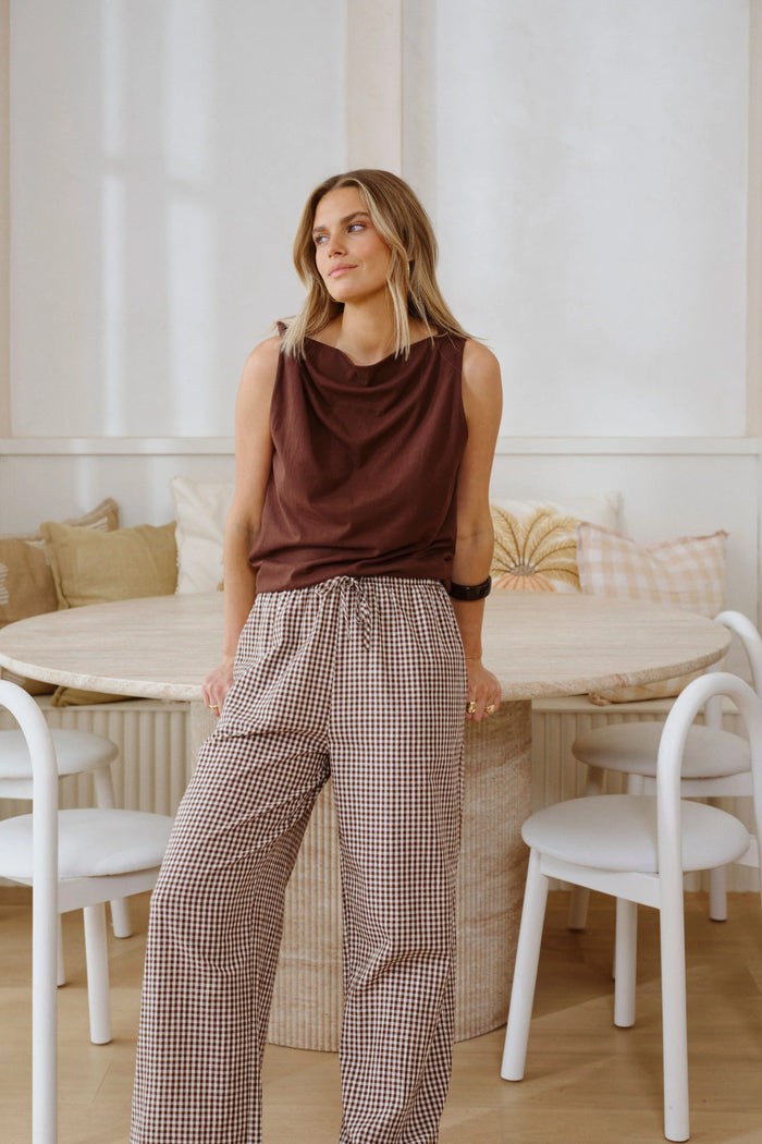 Tahlia Twist Strap Tank - Chocolate
