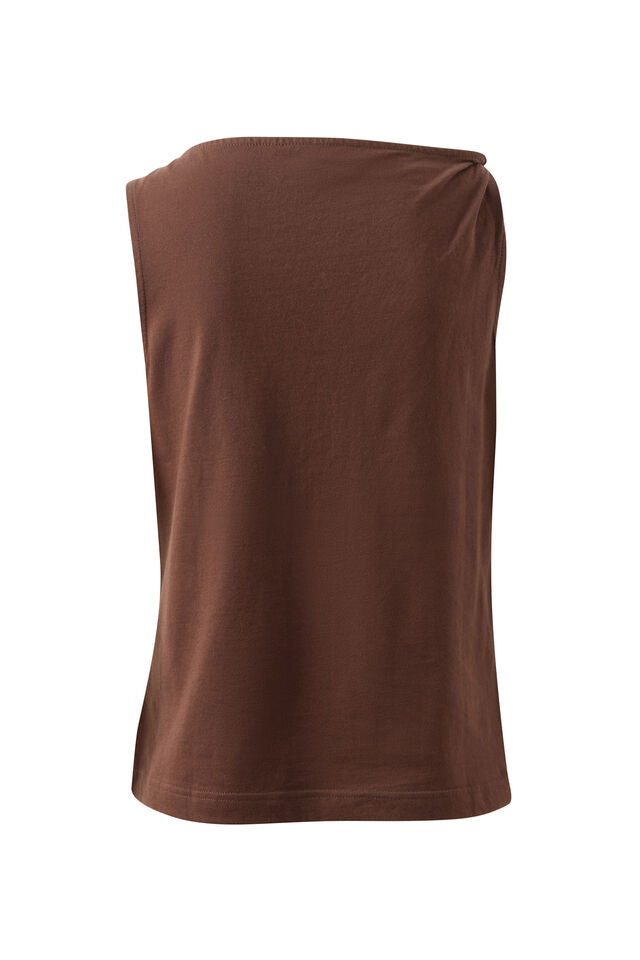 Tahlia Twist Strap Tank - Chocolate