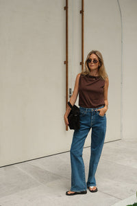 Tahlia Twist Strap Tank - Chocolate