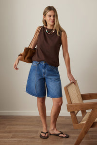 Tahlia Twist Strap Tank - Chocolate