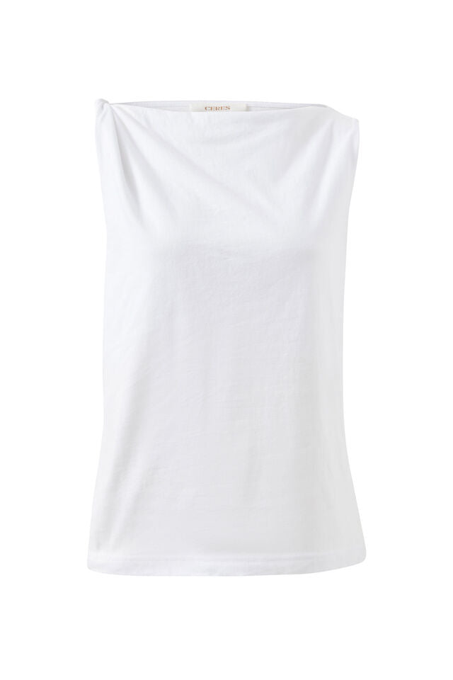 Tahlia Twist Strap Tank - White