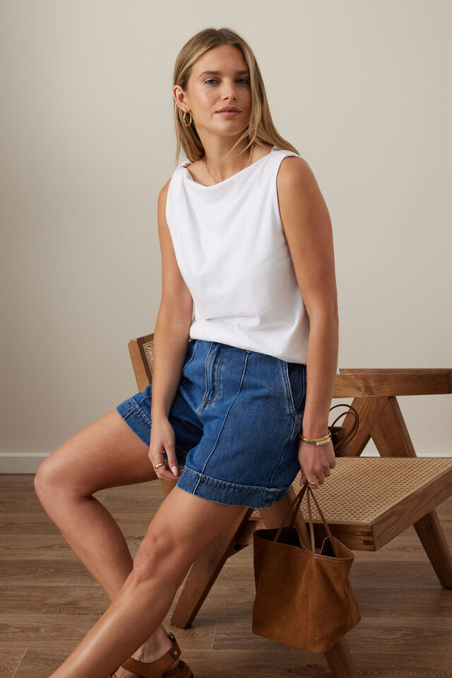 Tahlia Twist Strap Tank - White