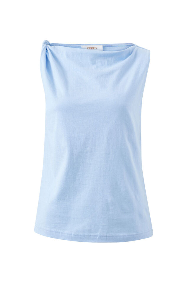 Tahlia Twist Strap Tank - China Blue