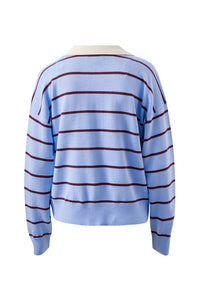 Jessa Rugby Knit - Sky Blue Stripe
