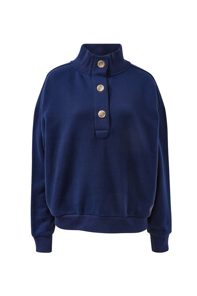 Marli Button Sweat - Heritage Navy