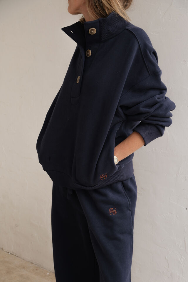 Marli Button Sweat - Heritage Navy