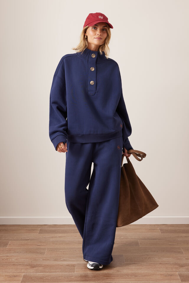 Marli Button Sweat - Heritage Navy