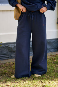 Ivy Wide Leg Trackpant - Heritage Navy
