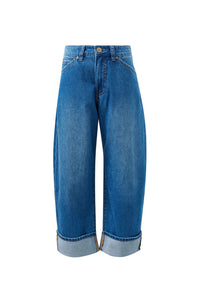 Frannie Cuffed Barrel Jean - Fresh Indigo