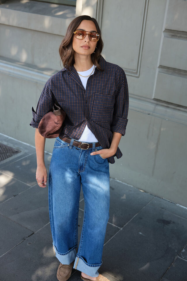 Frannie Cuffed Barrel Jean - Fresh Indigo
