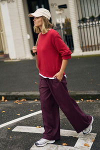 Izzie Pinstitch Pant - Burgundy