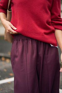 Izzie Pinstitch Pant - Burgundy