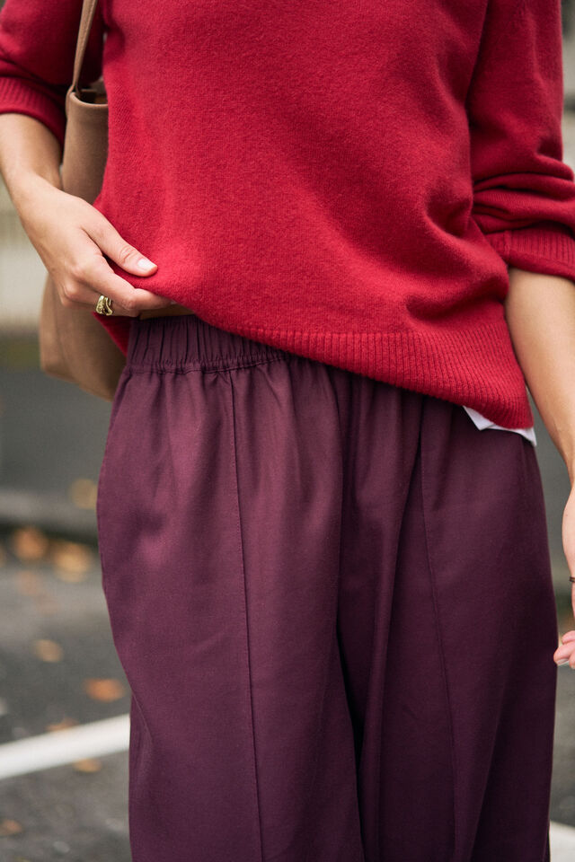 Izzie Pinstitch Pant - Burgundy