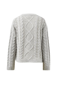 Enid Cable Knit Henley - Silver Marle