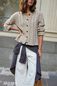 Heidi Cable Knit Cardi - Oat