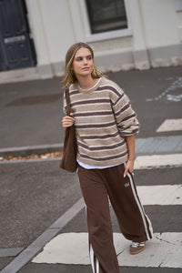 Bonnie Lofty Knit - Oat Marle Stripe