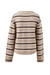 Bonnie Lofty Knit - Oat Marle Stripe