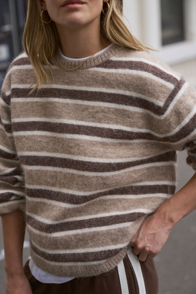 Bonnie Lofty Knit - Oat Marle Stripe