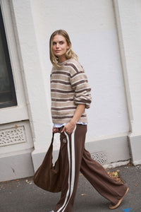 Bonnie Lofty Knit - Oat Marle Stripe