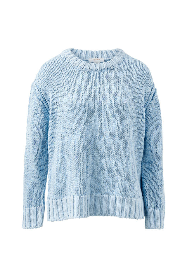 Sage Chunky Knit Crew - Sky Blue
