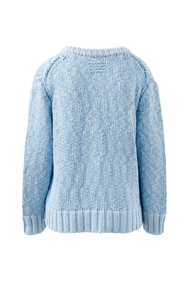 Sage Chunky Knit Crew - Sky Blue
