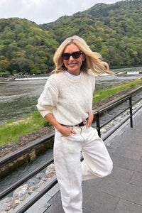 Sage Chunky Knit Crew - Marshmallow